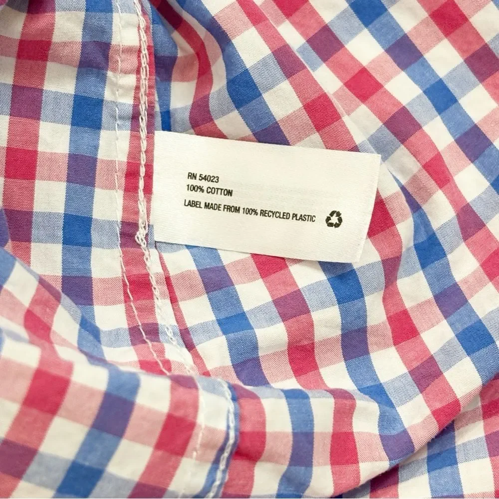 Gap Lived-In Button Down Shirt Mens Large Red Blue Gingham Plaid 100% Cotton - Picture 8 of 8